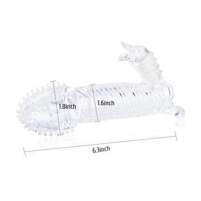 Bainha de pênis vibratória transparente de 19,6 cm