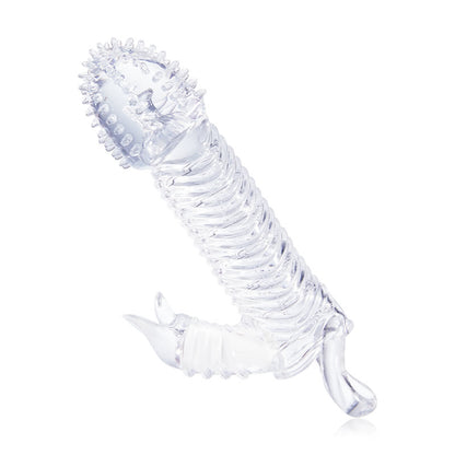 Bainha de pênis vibratória transparente de 19,6 cm