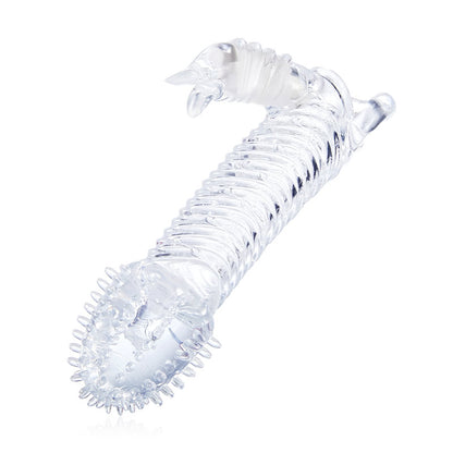 Bainha de pênis vibratória transparente de 19,6 cm